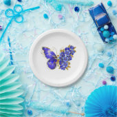 Assiettes En Carton Papillon saphir à fleurs (Fête)