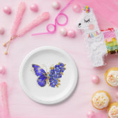 Assiettes En Carton Papillon saphir à fleurs (Fête)