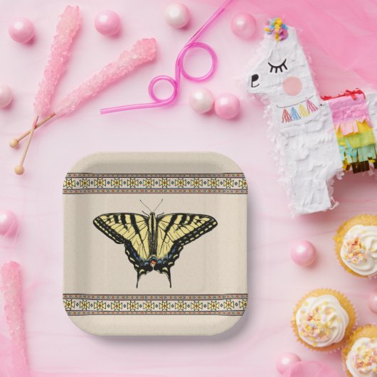 Assiettes En Carton Papillon Southwestern jaune Swallowtail (Fête)