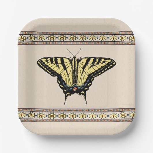 Assiettes En Carton Papillon Southwestern jaune Swallowtail (Recto)