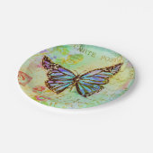 Assiettes En Carton papillon turquoise et violet (Angle)