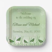 Assiettes En Carton Papillon vert sur vert clair - mariage (Recto)