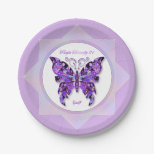 Assiettes En Carton Papillon violet 31 Plaques en papier