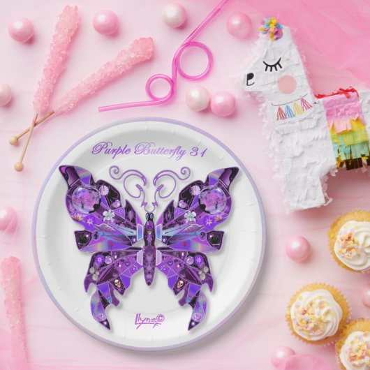 Assiettes En Carton Papillon violet 31 Plaques en papier (Fête)