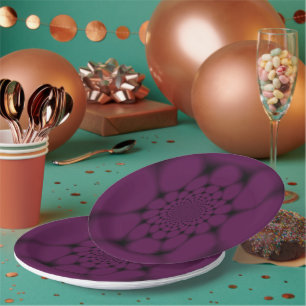Assiettes En Carton Papillon Violet Noir Pétales