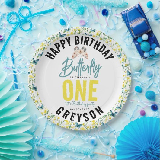 Assiettes En Carton Papillon Whimsical Floral 1er anniversaire (Fête)