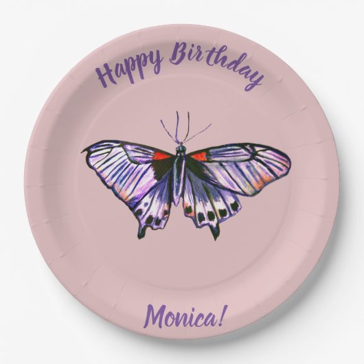 Assiettes En Carton Papillons (Devant)