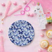 Assiettes En Carton Papillons Aquarelle moderne bleu (Fête)