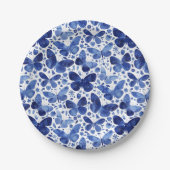Assiettes En Carton Papillons Aquarelle moderne bleu (Devant)