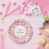 Assiettes En Carton Papillons Aquarelle moderne Coral Mariage rose (Fête)