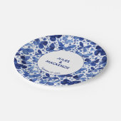 Assiettes En Carton Papillons Aquarelle moderne Indigo Mariage bleu (Angle)