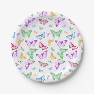 Assiettes En Carton Papillons arc-en-ciel
