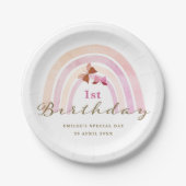 Assiettes En Carton Papillons arc-en-ciel Anniversaire Pastel Pinks (Devant)