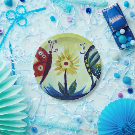 Assiettes En Carton Papillons Art Plaques de papier personnalisées 7 p (Fête)