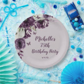 Assiettes En Carton Papillons aux fleurs blanches violettes 75e annive (Fête)