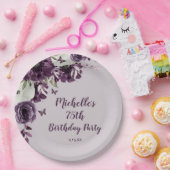 Assiettes En Carton Papillons aux fleurs blanches violettes 75e annive (Fête)