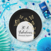 Assiettes En Carton Papillons Black Gold moderne Fabuleux anniversaire (Fête)