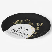 Assiettes En Carton Papillons Black Gold moderne Fabuleux anniversaire (Angle)