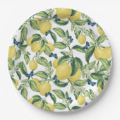 Assiettes En Carton Papillons bleu citron (Devant)