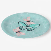 Assiettes En Carton Papillons bleus et roses en pastel (Angle)
