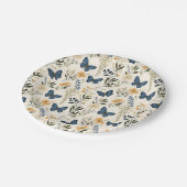 Assiettes En Carton Papillons bleus et verdure (Angle)