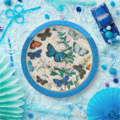Assiettes En Carton Papillons, cadre bleu (Fête)
