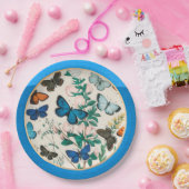 Assiettes En Carton Papillons, cadre bleu (Fête)