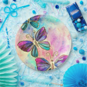 Assiettes En Carton Papillons colorés Plaques en papier (Fête)