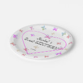 Assiettes En Carton Papillons de coeur rose doux 16 Anniversaire (Angle)