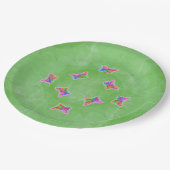 Assiettes En Carton Papillons de couleur vive Vert (Angle)