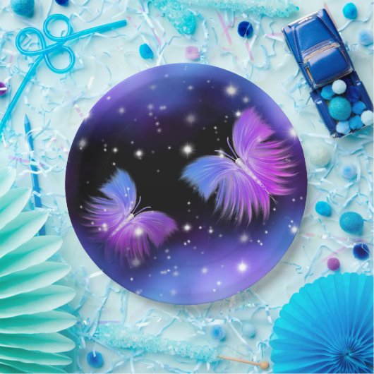 Assiettes En Carton Papillons de l'Imaginaire spatial Cosmique (Fête)