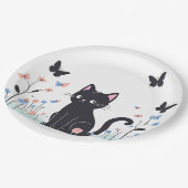 Assiettes En Carton Papillons d'observation des chats noirs (Angle)