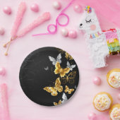 Assiettes En Carton Papillons d'or et de blanc (Fête)