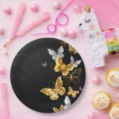 Assiettes En Carton Papillons d'or et de blanc (Fête)