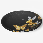 Assiettes En Carton Papillons d'or et de blanc (Angle)