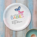 Assiettes En Carton Papillons dus avec deux Baby shower bébé<br><div class="desc">Ces plaques en papier baby shower à papillon mignon présentent un papillon rose et un papillon bleu pour un événement à thème jumeaux, parfait pour un garçon et une fille. Le design est accentué par le texte ludique "dû à deux BÉBÉS" qui combine écriture à la mode avec des lettres...</div>