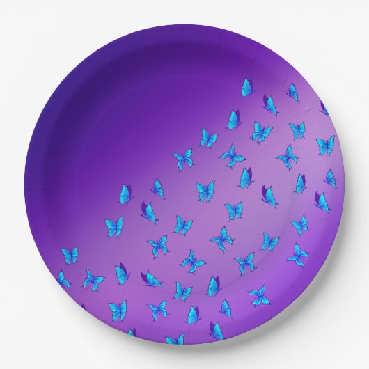 Assiettes En Carton Papillons Enchantés Plaque de papier violet (Devant)