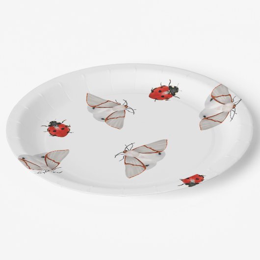Assiettes En Carton Papillons et coccinelles (Angle)
