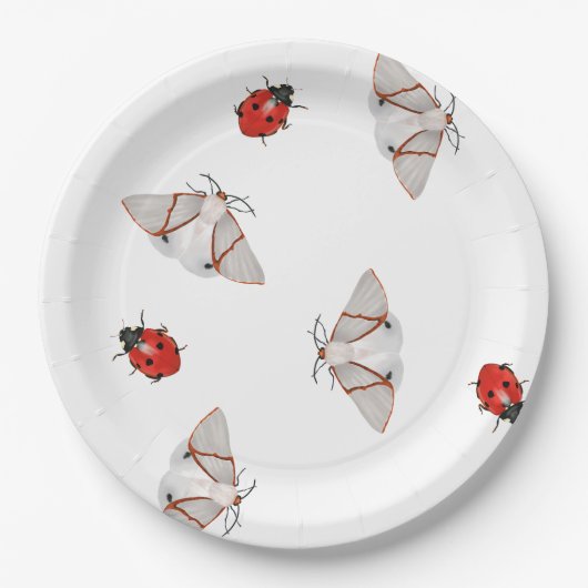 Assiettes En Carton Papillons et coccinelles (Devant)