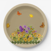 Assiettes En Carton Papillons et fleurs (Devant)