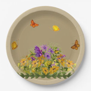 Assiettes En Carton Papillons et fleurs
