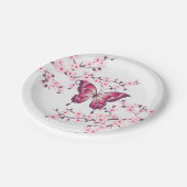 Assiettes En Carton Papillons Et Fleurs De Cerisiers Rose Blanc (Angle)