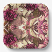 Assiettes En Carton Papillons Et Roses De Collage Décoratifs (Recto)