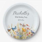 Assiettes En Carton Papillons fleur sauvage Oiseaux Surprise 80e (Devant)