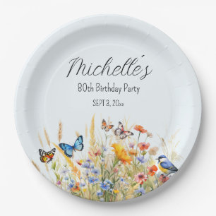 Assiettes En Carton Papillons fleur sauvage Oiseaux Surprise 80e