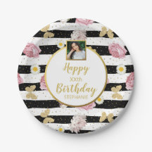 Papillons Fleurs, Anniversaire, Texte Photo Person