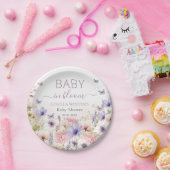 Assiettes En Carton Papillons Fleurs sauvages violets rose bébé en fle (Fête)