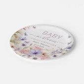 Assiettes En Carton Papillons Fleurs sauvages violets rose bébé en fle (Angle)