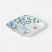 Assiettes En Carton Papillons Floral Bleu pourpre Or Anniversaire (Angulaire)