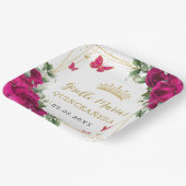 Assiettes En Carton Papillons floraux rose chaud Fuchsia Quinceañera (Angulaire)